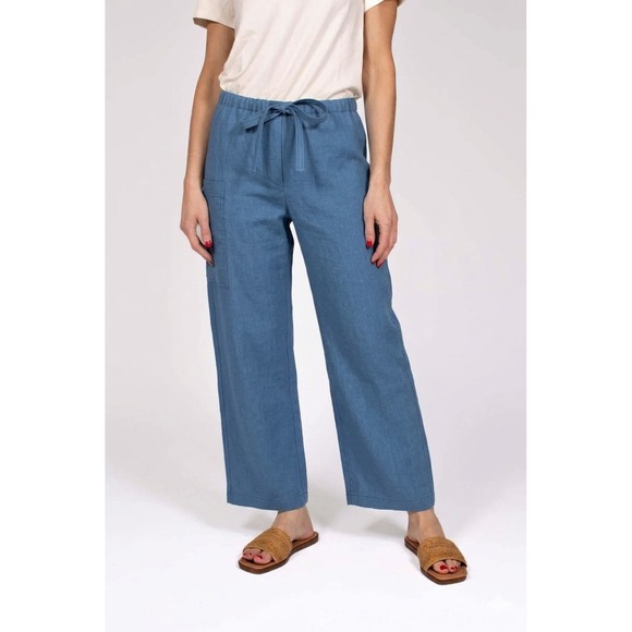The Little Project Pants - The Little Project Pants Women Small Blue Drawstring Wide Leg Utility Pocket